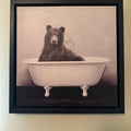 Framed Bear in Bathtub Print - Black and White Wall Art - $5 - Amherstburg